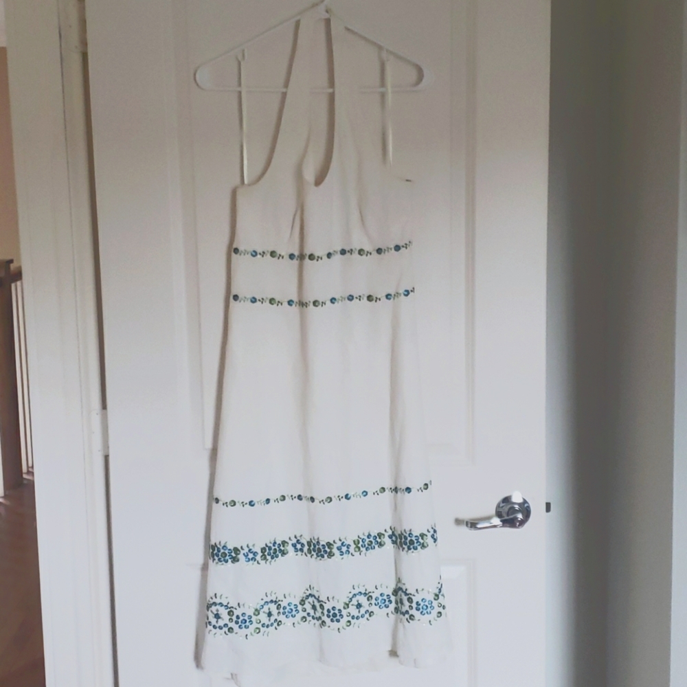 Ann Taylor - Linen White Halter Dress